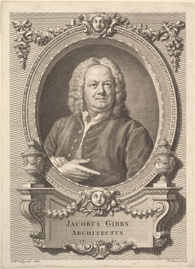James Gibbs, építész, 1747. alkotó: Bernard Baron