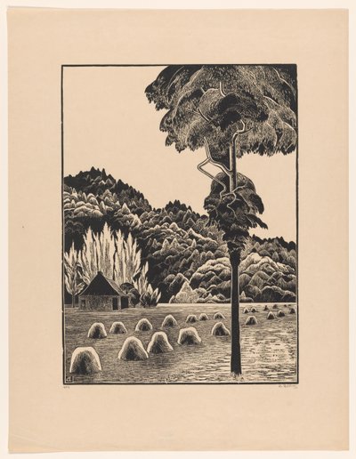 Dűne táj szénakazalokkal alkotó: Bernard Essers (signed by artist)