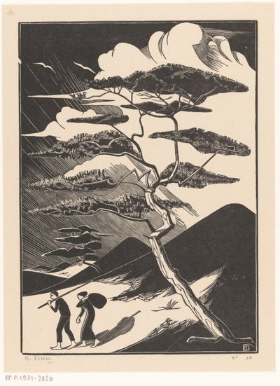 Dűne serpenyő két figurával alkotó: Bernard Essers (signed by artist)