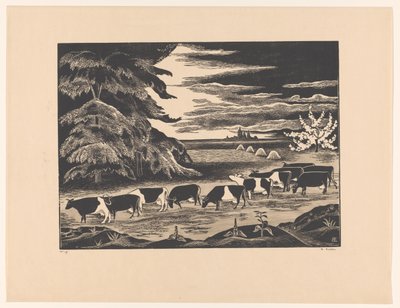 Tehenek a tájban alkotó: Bernard Essers (signed by artist)