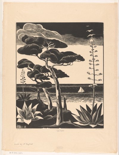Tengerpart Saint-Raphaëlnél (eredeti cím az objektumon) alkotó: Bernard Essers (signed by artist)