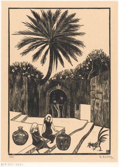 Utca lépcsőkkel Taorminában, Szicíliában alkotó: Bernard Essers (signed by artist)