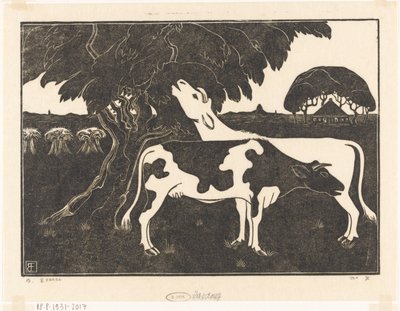 Két tehén egy fa mellett alkotó: Bernard Essers (signed by artist)
