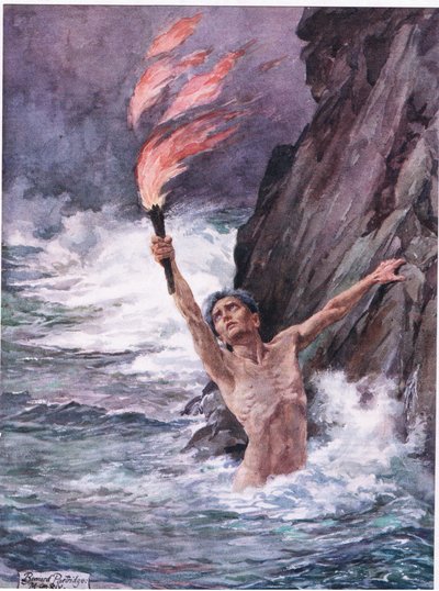 Halálhullám önmagának, illusztráció Robert Browning „Rabbi Ben Ezra”-ból (színes litó) alkotó: Bernard John Partridge