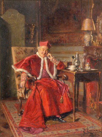 Bíboros a kávézóban, 1895 körül (olaj, tábla) alkotó: Bernard Louis Borione