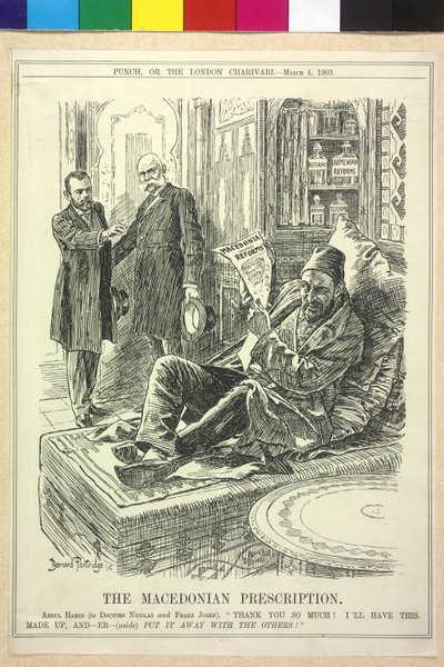 I. Ferenc József osztrák császár és II. Miklós karikatúrája alkotó: Bernard Partridge