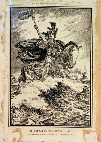 A brit haditengerészet tiszteletére. A német flotta megadásának emlékére. A Punch címlapja, 1918. november 27. alkotó: Bernard Partridge