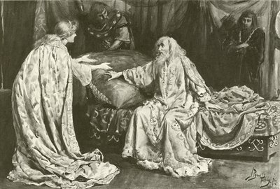 Miss Ellen Terry mint Cordelia, Mr Henry Irving mint Lear király (mélynyomás) alkotó: Bernard Partridge