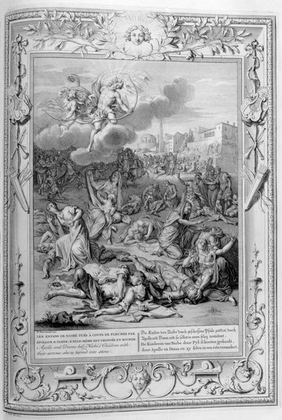 Apollo és Diana megöli Niobe gyermekeit nyilaikkal, 1733 alkotó: Bernard Picart