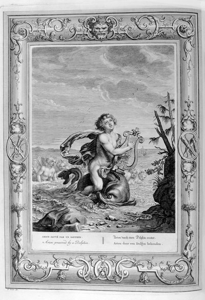 Ariont egy delfin megmentette, 1733 alkotó: Bernard Picart
