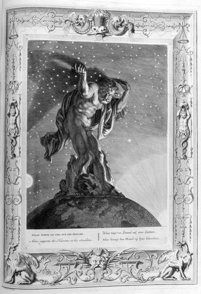 Atlasz az eget támasztja a vállán, 1733 alkotó: Bernard Picart