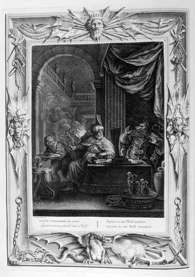 Farkassá átalakult Lycaon, 1733 alkotó: Bernard Picart