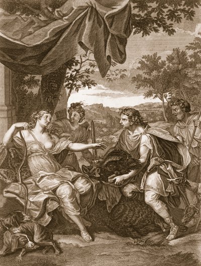 A Meleager bemutatja a vadkan fejét Atalantának, 1731 alkotó: Bernard Picart