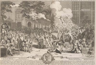 Emlékmű az 1720-as év bolondságának emlékére Monument consacré a la posterité és memoire de la foil incroyable de la XX. Anne du XVIII. siecle / A XX. évi XVIII. században (cím a tárgyon) huh alkotó: Bernard Picart