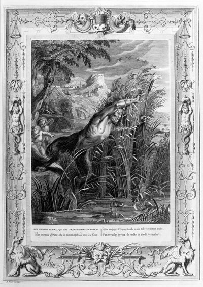 Pan üldözi Syrinxet, aki nádvá változik, 1733 alkotó: Bernard Picart