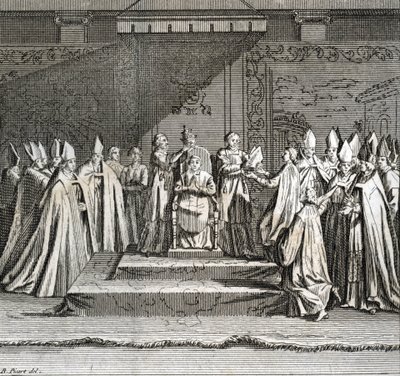 A pápa ünnepélyes beiktatása „Representation du coronation du pope”” (pápai beiktatás: a pápa megkoronázása) Metszet a Bernard Picart (1723-1743) „” A világ összes népének szertartásai és vallási szokásai” illusztrációjából. alkotó: Bernard Picart