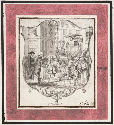 Vignette. Straßenszene eingefügt in Schildrahmen alkotó: Bernard Picart