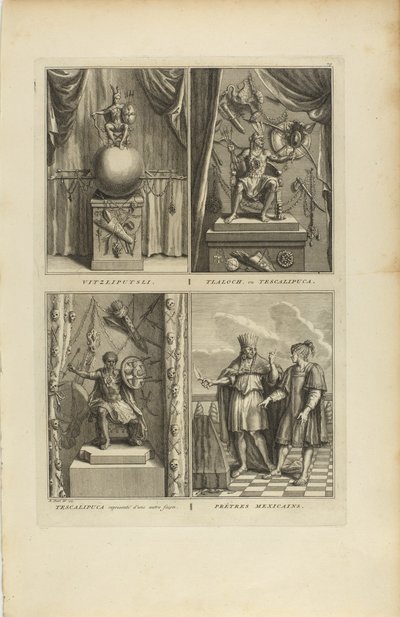 Vitzliputsli/Tlalock vagy Tescalipuca/Tescalinpuca/Mexikói papok alkotó: Bernard Picart