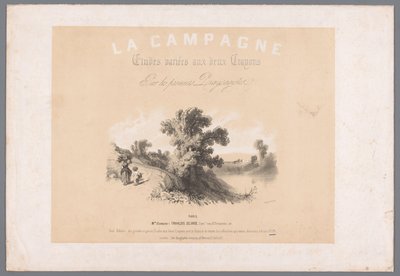 Borító hat vidéki életet ábrázoló nyomathoz La Campagne. Études varieés aux deux Crayons par les premiers Paysagistes (cím a tárgyon) A vidéki élet ábrázolásai (sorozat címe) La Campagne. Tanulmányok vari alkotó: Bernard Romain Julien