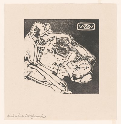 Egy oroszlán feje Oroszlán (eredeti cím) alkotó: Bernard Willem Wierink (signed by artist)