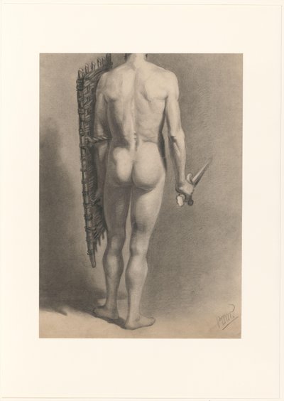 Férfi akt karddal és pajzzsal, hátulról nézve alkotó: Bernard Willem Wierink (signed by artist)