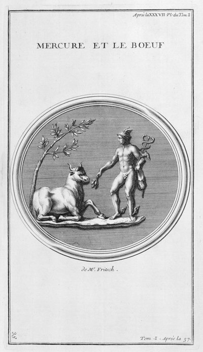 Merkúr és az ökör, 1757 alkotó: Bernard de Montfaucon