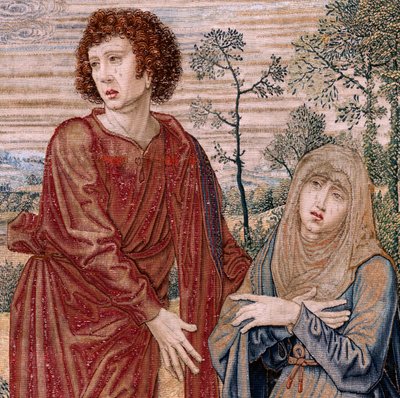 Flamand kárpit. V. Károly Dais-sorozata (Ausztriai Margit baldachinja). Az Irgalmasság Krisztusa (Cristo de la Misericordia). Gobelin panel az emelvény mögött. Bernard van Orley modell (1491-1542). Gyártás Pieter de Pannemaker, Brüsszel. 1518-1524. Szövet  alkotó: Bernard van Orley