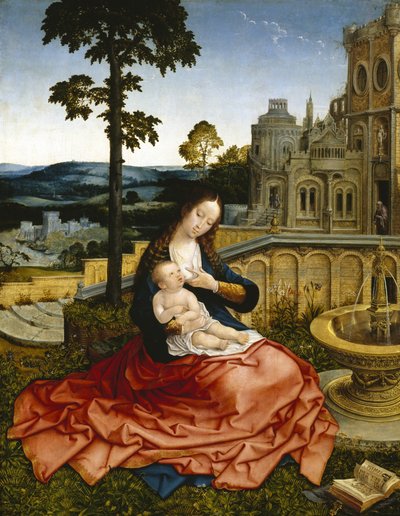 A Szűzanya és a Gyermek a szökőkútnál (olaj, panel) alkotó: Bernard van Orley