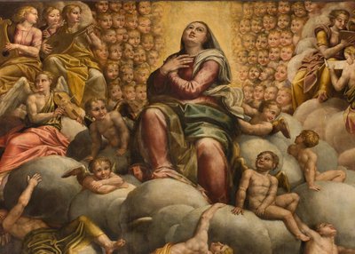 Apszis, Bernardino Gatti oltárképe, Il Sojaro, Giovanni Battista Trotti, IL Malosso, a Szűz mennybemenetele kiegészítve alkotó: Bernardino Gatti