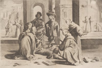 25. rész: Rómában Szent Bernardino meggyógyít egy beteg fiatalembert, 26. rész: Saint Bern..., 1610-39. alkotó: Bernardino Capitelli
