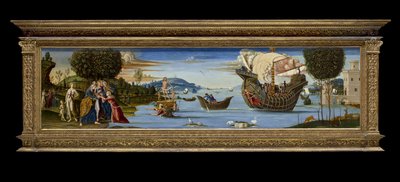 Enalus kedvesét Poszeidónnak feláldozták és megkímélték, 1512 körül (tempera, olaj és aranylevél a fán) alkotó: Bernardino Fungai