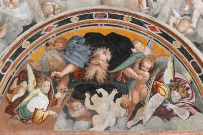 Angyalok és putti, Szent Katalin vértanúságának részlete (freskó) alkotó: Bernardino Lanino