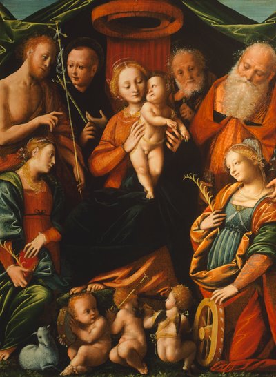 Madonna gyermekkel és szentekkel, Bernardino Lanino (1511-1582) alkotó: Bernardino Lanino