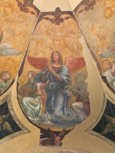 Imádkozó angyal két térdelő zenész és kerub között alkotó: Bernardino Luini