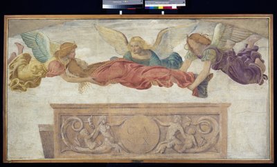 Szent Katalin angyalok által hordott teste, 1514 körül (a fedélzeten hordott különálló freskó) alkotó: Bernardino Luini