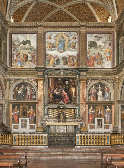 Kilátás a freskókra a Háromkirályimádattal alkotó: Bernardino Luini