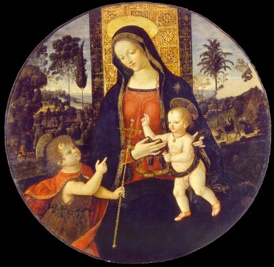 Szűz és gyermek Keresztelő Jánossal fiúként, 1490-1500 alkotó: Bernardino Pinturicchio