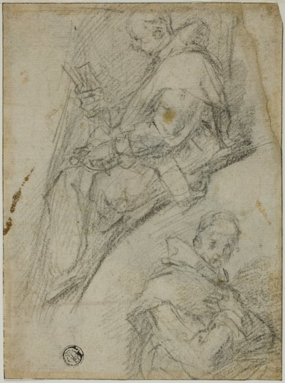 Két karthauzi tanulmány (recto); Három vázlat a karthauziak fejéről (verso) alkotó: Bernardino Poccetti