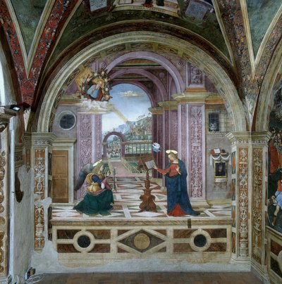Angyali üdvözlet (freskó) alkotó: Bernardino di Betto Pinturicchio