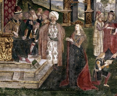Részlet Alexandriai Szent Katalin vitájából a filozófussal, Maxentius római császár előtt alkotó: Bernardino di Betto Pinturicchio