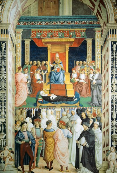Pius 1461-ben szentté avatta Sienai Szent Katalint alkotó: Bernardino di Betto Pinturicchio
