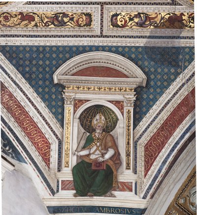 Szent Ambrus, az egyházdoktorok részlete (freskó alkotó: Bernardino di Betto Pinturicchio