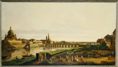 Drezda kilátása az Elba folyó jobb partjáról az Augustusbrucke felett alkotó: Bernardo Bellotto