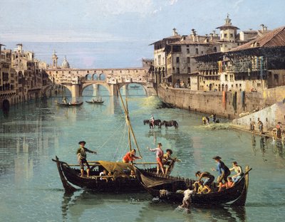 Arno folyó és a Ponte Vecchio Firenzében alkotó: Bernardo Bellotto