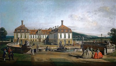 Német: A Schloss Hof császári kastély, a díszudvar oldala alkotó: Bernardo Bellotto