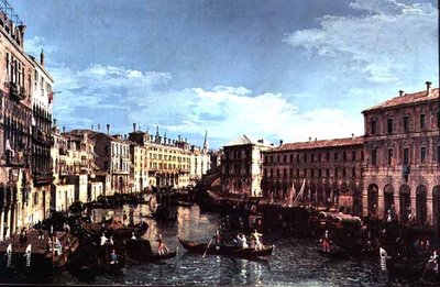 Canal Grande, Velence, délre, a Rialto-híd felé nézve alkotó: Bernardo Bellotto