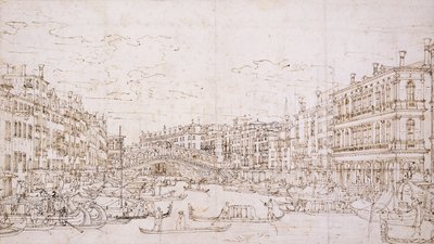 A Canal Grande, Velence, délről a Rialto híddal, alkotó: Bernardo Bellotto