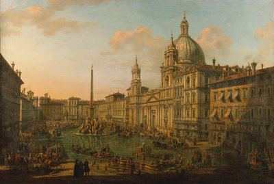 A Piazza Navona Rómában, az 1740-es évek eleje. alkotó: Bernardo Bellotto