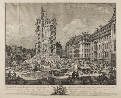 A régi Kreuzkirche romjai, Drezda alkotó: Bernardo Bellotto