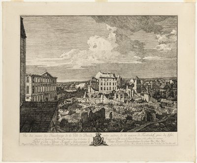 Pirnaischer külváros romjai a Fürstenhofpalotával alkotó: Bernardo Bellotto